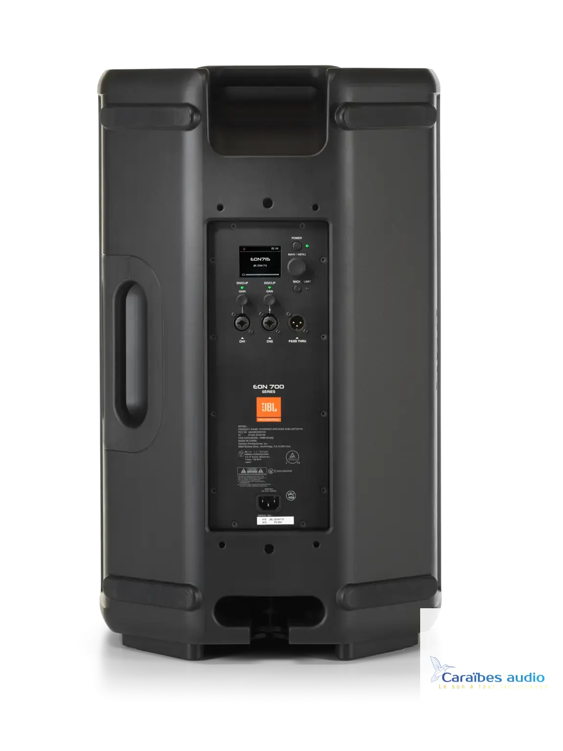 JBL EON715 – vue de profil (variante 2)