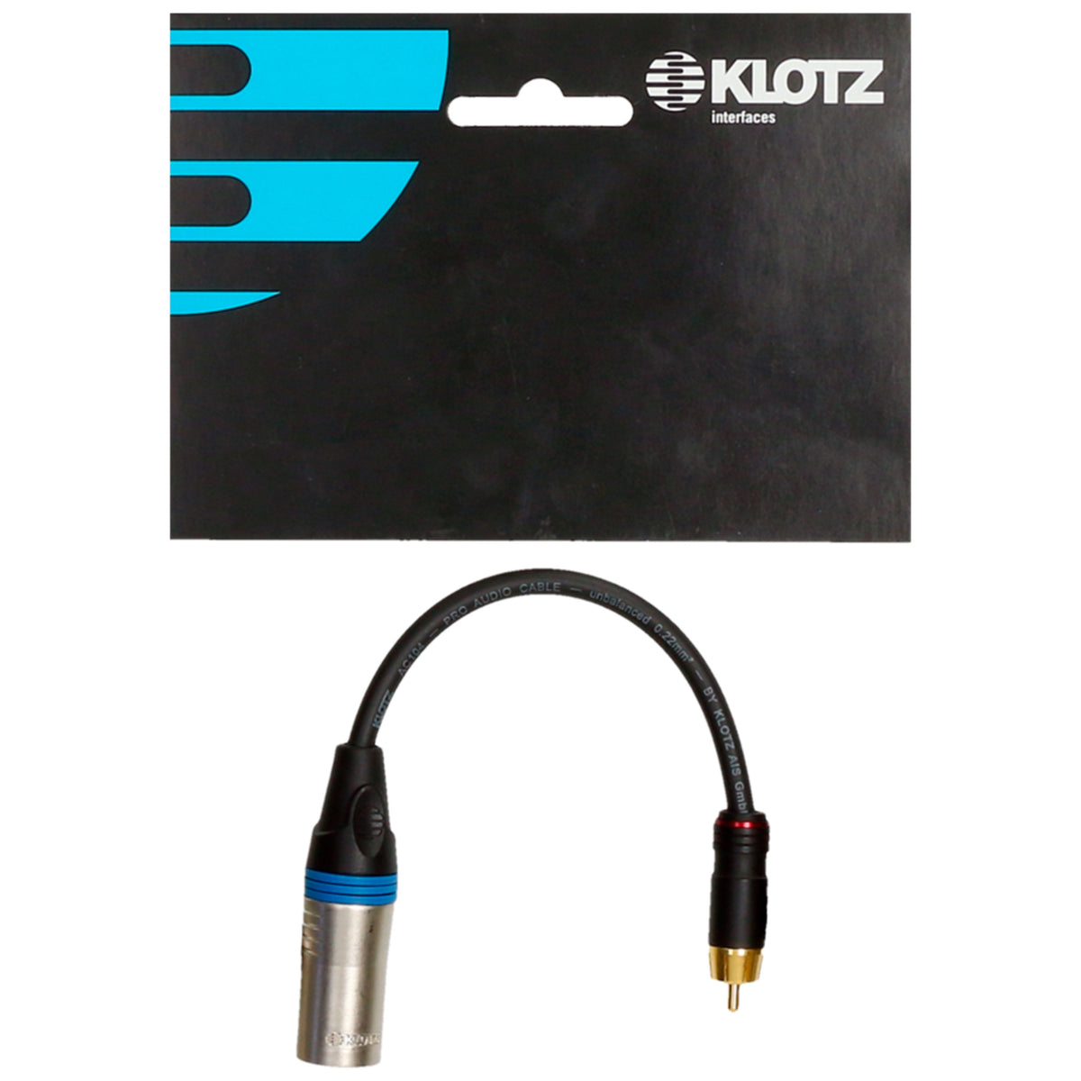 Klotz XLR-MRCAM – adaptateur avec sa carte de présentation Klotz