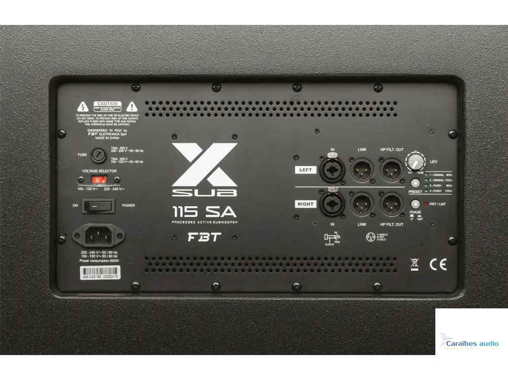 FBT X-Sub 115SA – vue de profil