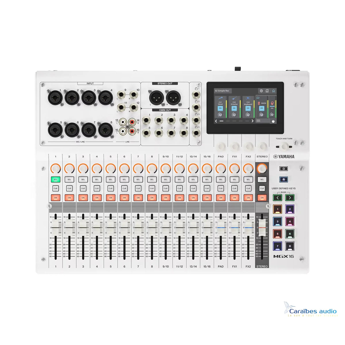 Yamaha MGX16 Blanc – vue de dessus