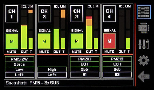 RAM Audio DENEB 2.5Q – écran d’accueil du DSP