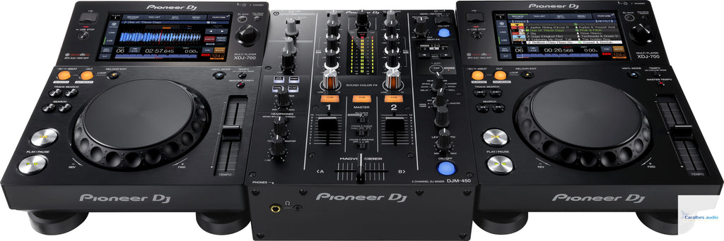 Deux platines Pioneer XDJ-700 connectées via Pro DJ Link pour un mix partagé