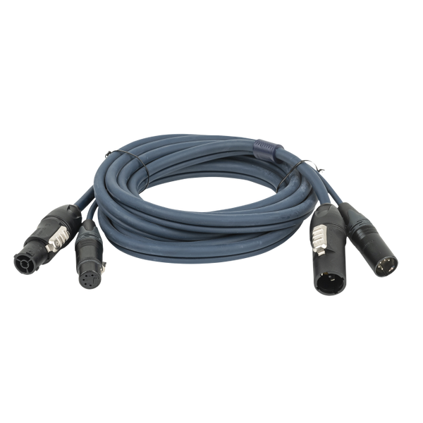 Dap Câble hybride FP-14 – PowerCON TRUE1 & XLR 5 broches, alimentation + DMX/RDM – vue générale